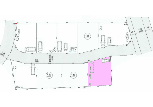 武蔵野台の土地。府中市白糸台3丁目g-22657の地形図です。