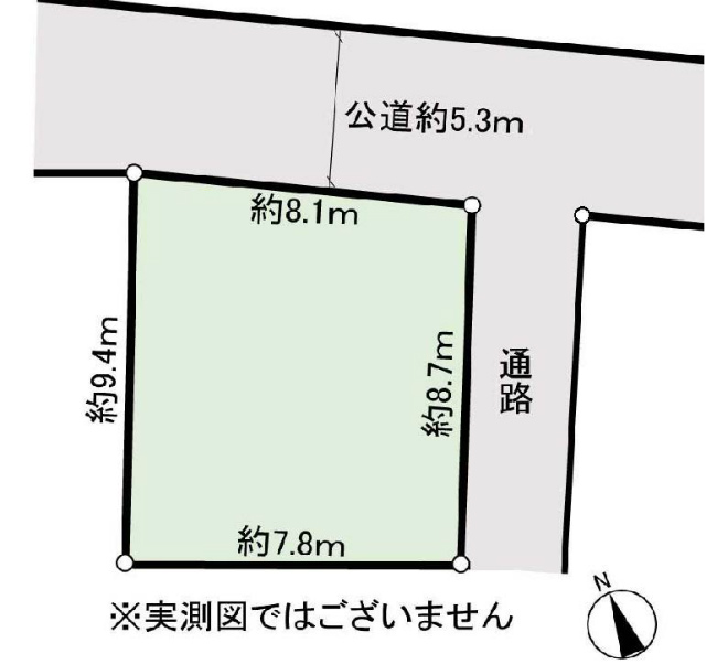 中河原の土地。府中市日新町3丁目g-22710の地形図です。