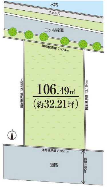 是政の土地。府中市是政5丁目g-22764の地形図です。