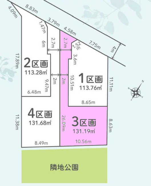 分倍河原の土地。府中市分梅町2丁目g-22811の地形図です。