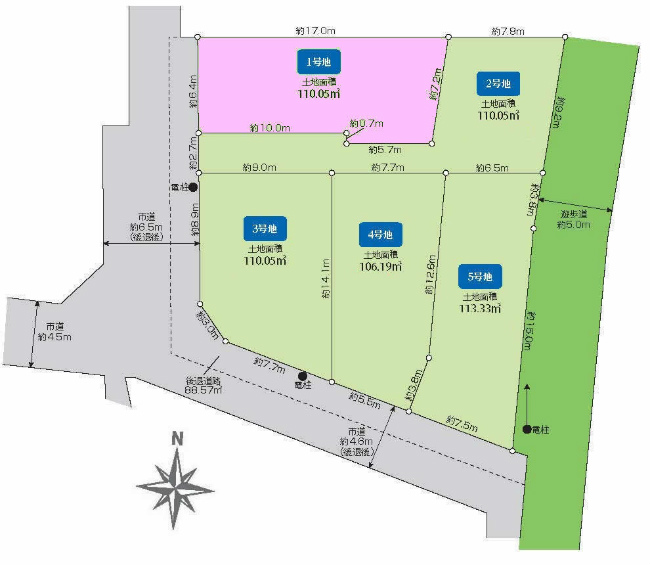中河原の土地。府中市四谷4丁目g-22968の地形図です。
