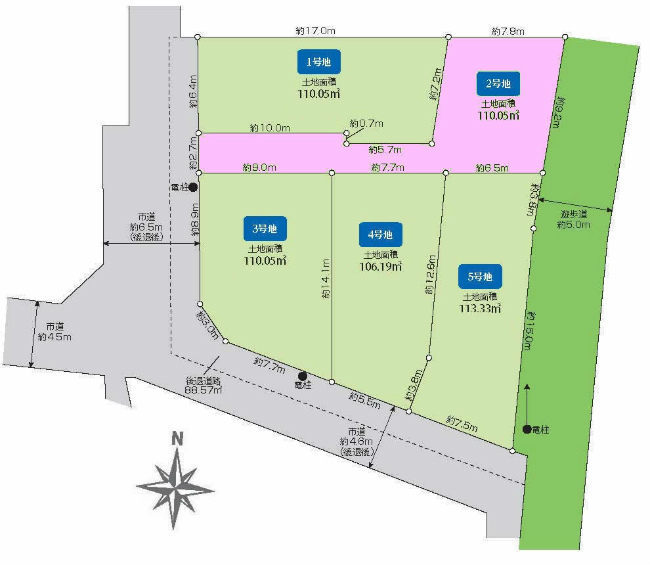 中河原の土地。府中市四谷4丁目g-22969の地形図です。