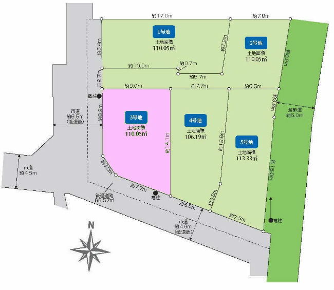 中河原の土地。府中市四谷4丁目g-22970の地形図です。