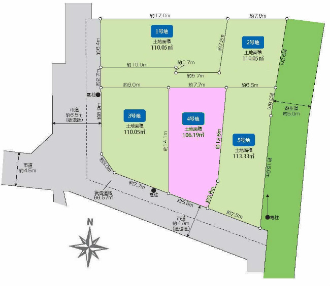 中河原の土地。府中市四谷4丁目g-22971の地形図です。