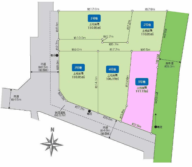 中河原の土地。府中市四谷4丁目g-22972の地形図です。
