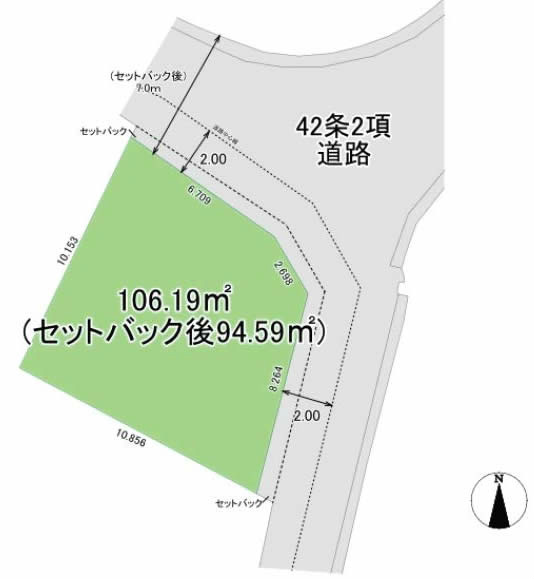 府中の土地。府中市天神町2丁目g-22983の地形図です。