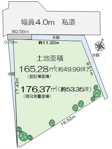 中河原の土地。府中市住吉町1丁目g-22997の地形図です。