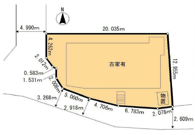 府中の土地。府中市八幡町2丁目g-23087の地形図です。