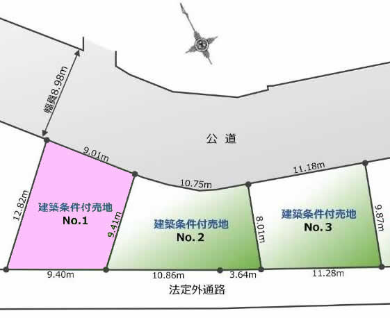 多磨霊園の土地。府中市小柳町2丁目g-23135の地形図です。
