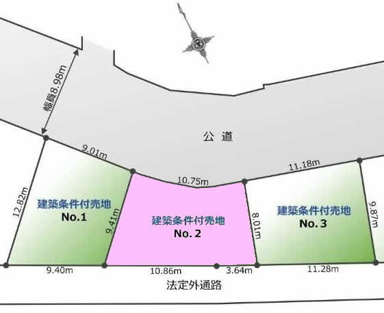多磨霊園の土地。府中市小柳町2丁目g-23136の地形図です。