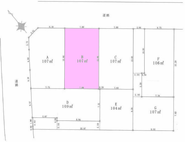 中河原の土地。府中市住吉町3丁目g-23155の地形図です。