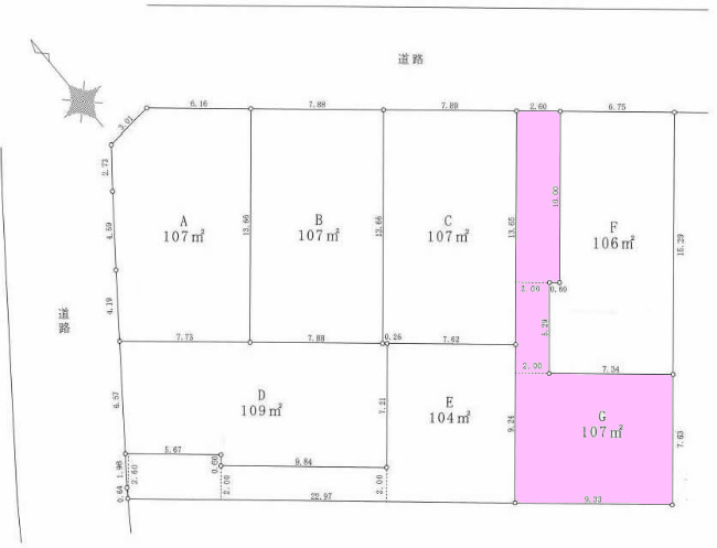 中河原の土地。府中市住吉町3丁目g-23160の地形図です。