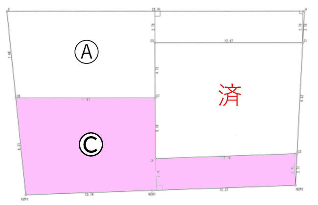 中河原の土地。府中市四谷3丁目g-23273の地形図です。