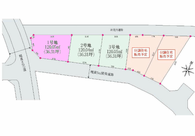 武蔵野台の土地。府中市押立町2丁目g-23355の地形図です。