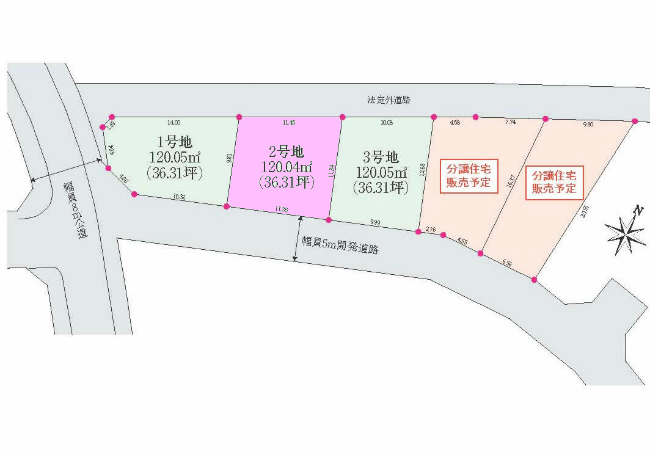 武蔵野台の土地。府中市押立町2丁目g-23356の地形図です。