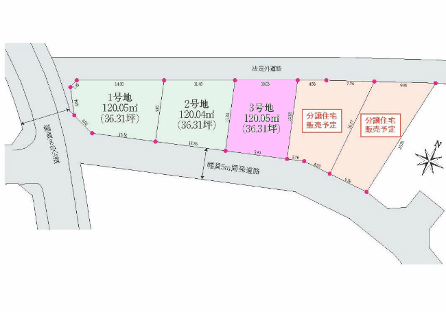 武蔵野台の土地。府中市押立町2丁目g-23357の地形図です。