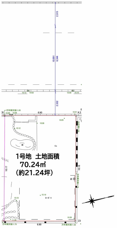 府中市美好町3丁目の土地。g-23497の地形図です。