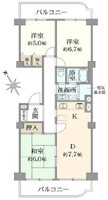 ニューライフマンション武蔵野台Ｂ棟間取り
