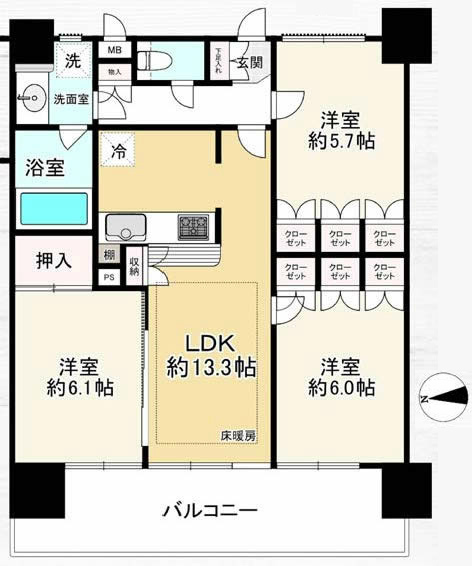 マイキャッスル府中白糸台間取り