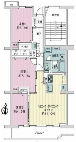 府中多摩川通り住宅2号棟間取り