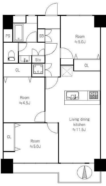 府中住吉町住宅3号棟間取り