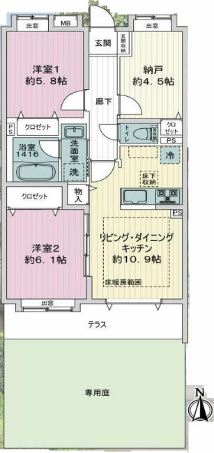 ライオンズヴィアーレ府中間取り