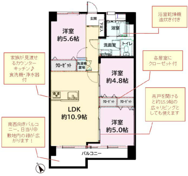 府中住吉町住宅1号棟間取り