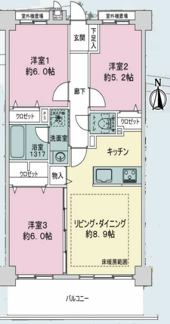 ライオンズヴィアーレ東府中間取り