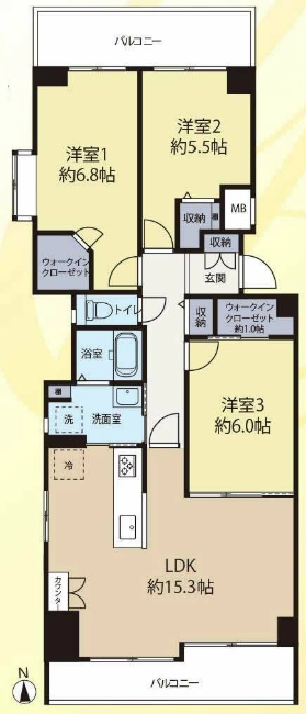 プライム府中武蔵野台第2間取り