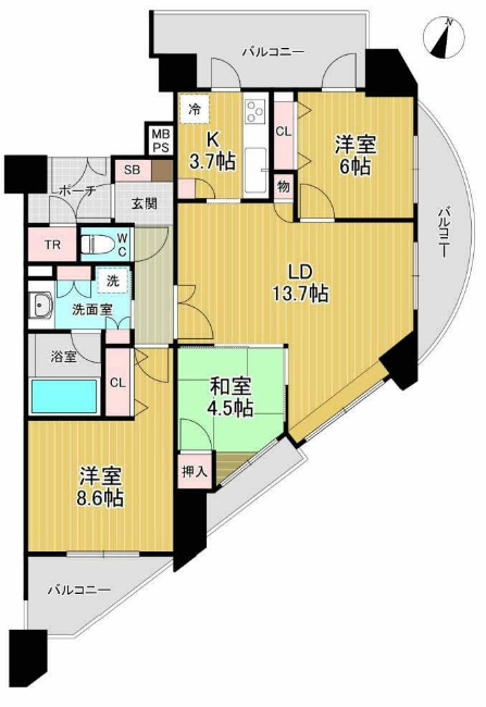 日神パレステージ府中M-48974間取り