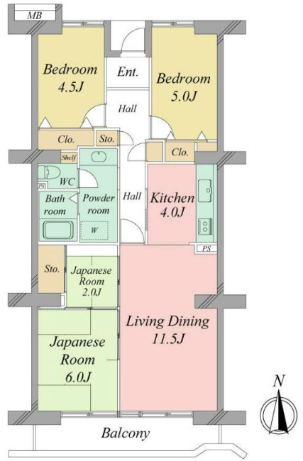 府中多摩川通り住宅2号棟M-48984間取り