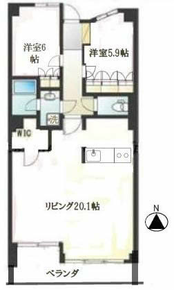 ライオンズタワー府中M-49007間取り