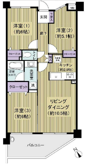 府中武蔵野台ダイヤモンドマンション間取り
