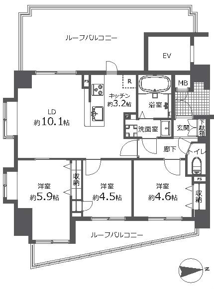 マイキャッスル府中いちょう道りイースト間取り