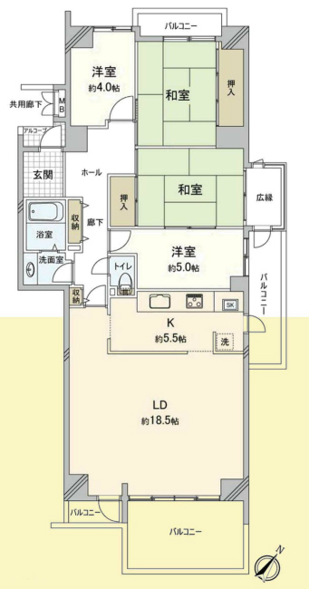 グリーンハイツ車返南2号棟間取り