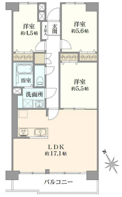 コープ府中武蔵野台3号棟間取り