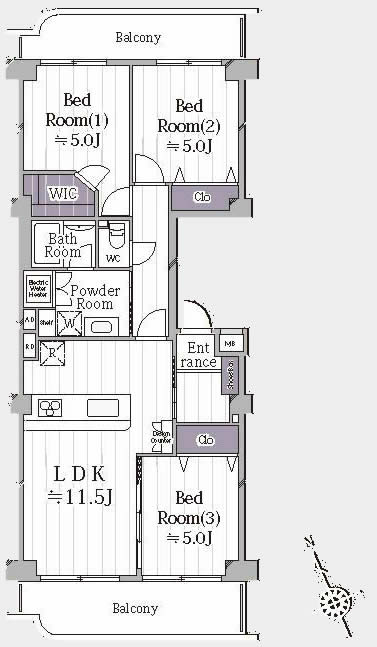 ニューライフマンション武蔵野台B棟間取り