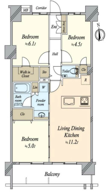 ファインスクェア府中本町間取り