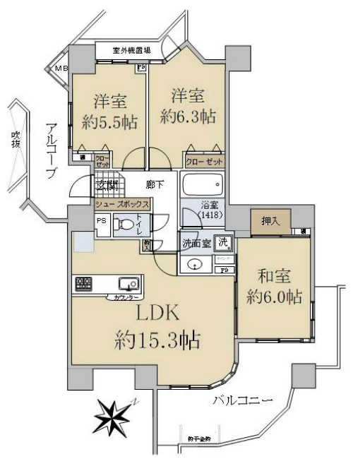 レクセルマンション西国分寺間取り