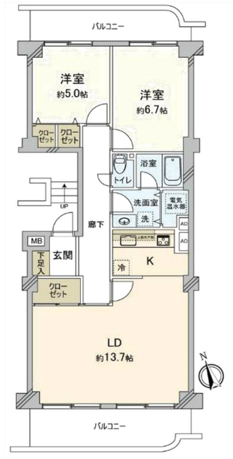 ニューライフマンション武蔵野台Ｅ棟間取り