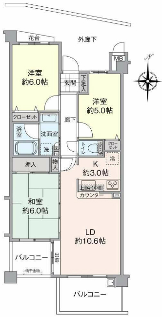 府中武蔵野台ダイヤモンドマンション間取り