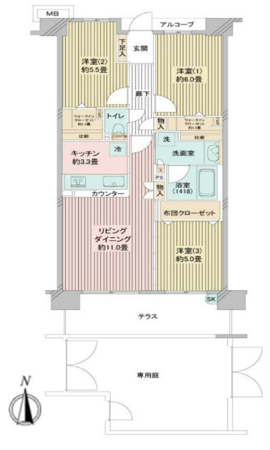 デュオヒルズ府中多摩川間取り
