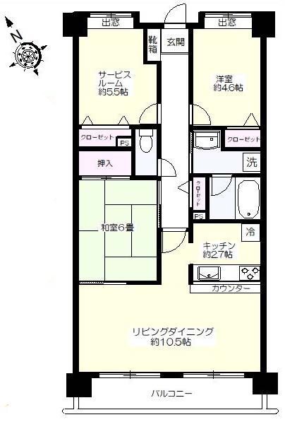ライオンズマンション府中白糸台第2間取り